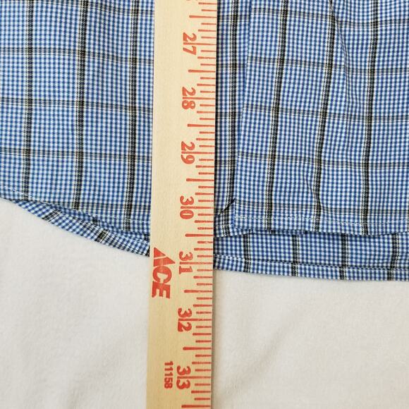 Peter Millar Sport Shirt Medium Button Short Sleeve Plaid Crown Cotton - Picture 9 of 10